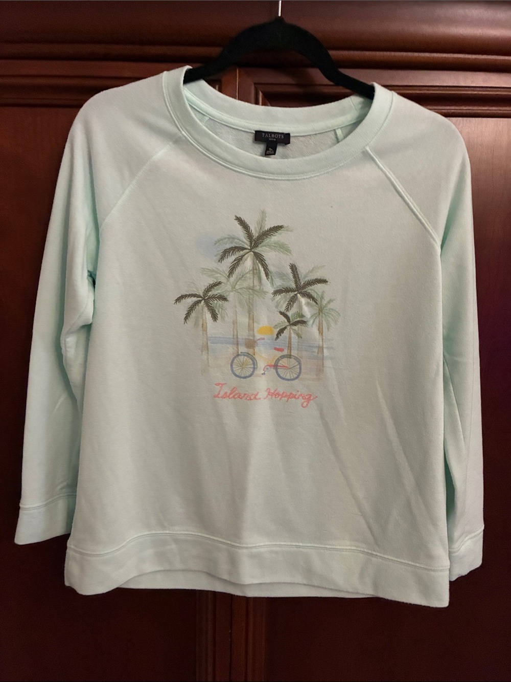 Talbots womens' Mint Green Palm Tree Graphic Top
